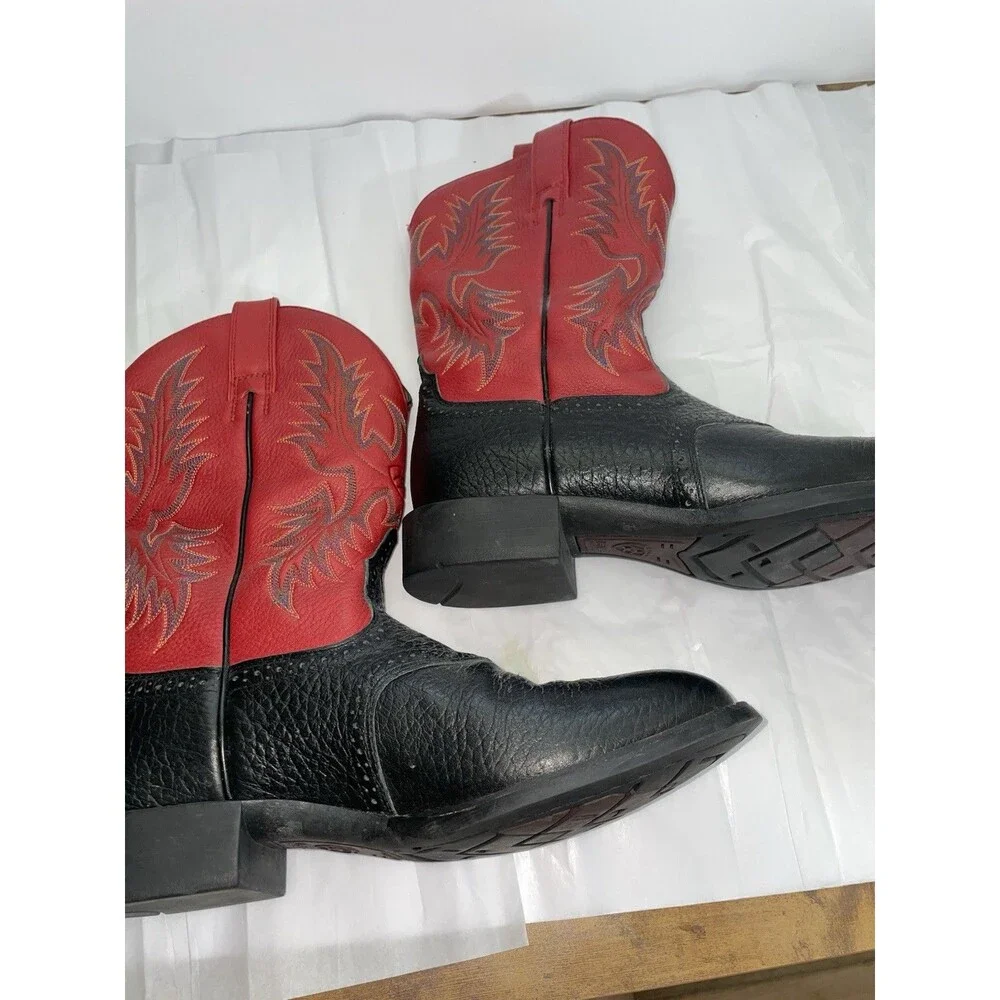Ariat Heritage 34960 Leather Cowboy Boots Black Red Mens Western Sz 9D